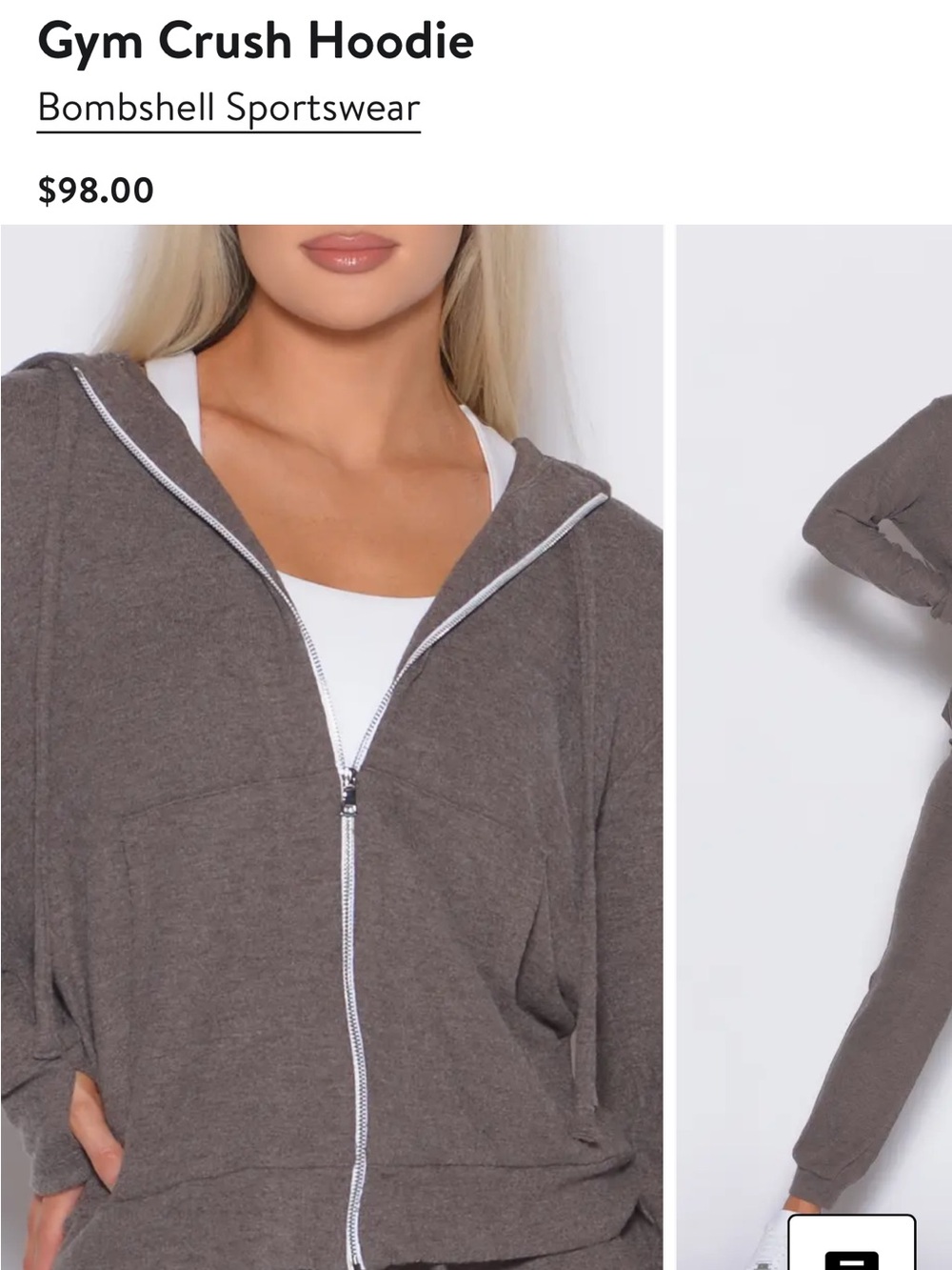 Bombshell Sportswear BLACK Zip-Up Gym Crush Hoodie XS NEW UNWORN . no sales tags
